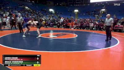 190 lbs Quarterfinals (8 Team) - Brock VanDeveer, Mahomet (M.-Seymour) vs James Crane, Chicago (Brother Rice)