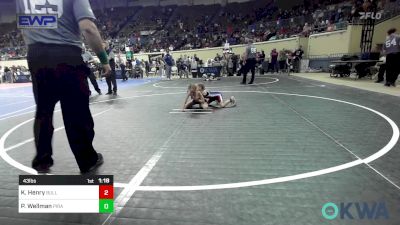 43 lbs Quarterfinal - Kendall Henry, BullTrained vs Paris Wellman, Pirate Wrestling Club