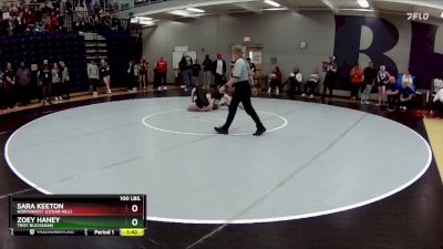 100 lbs. Quarterfinal - Sara Keeton, Northwest (Cedar Hill) vs Zoey Haney, Troy Buchanan