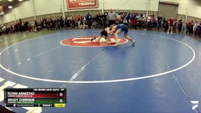 97 lbs Quarterfinal - Brady Zabriskie, Virginia Team Predators vs Flynn Arnestad, Legend Wrestling Club