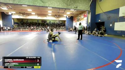 175 lbs Champ. Round 1 - Liam Carroll, San Clemente vs Gabriel Barragan, West Valley