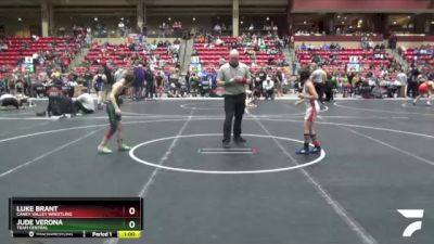 70 lbs Cons. Round 2 - Jude Verona, TEAM CENTRAL vs Luke Brant, Caney Valley Wrestling