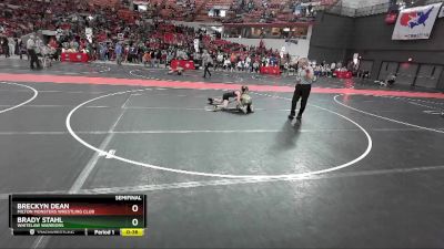 85 lbs Semifinal - Brady Stahl, Whitelaw Warriors vs Breckyn Dean, Milton Monsters Wrestling Club