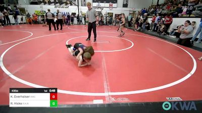 43 lbs Quarterfinal - Kyson Overholser, Salina Wrestling Club vs Roman Hicks, R.A.W.