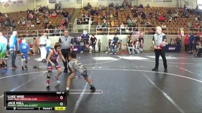 72 lbs Cons. Round 4 - Luke Wise, Zane Trace Wrestling Club vs Jace Hall, Prodigy Wrestling Academy