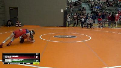 140 lbs Round 1 - Jonah Shaver, Bob Jones vs Coen Fortenberry, Grissom Hs