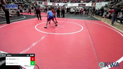 90 lbs Quarterfinal - Boston Heissler, Claremore Wrestling Club vs Aiden Green, Dark Cloud Wrestling Club