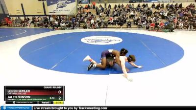 125 lbs Champ. Round 1 - Jalen Dunson, University Of Wisconsin-Whitewater vs Loren Semler, Carthage College