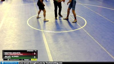 74 lbs Champ. Round 1 - Weston Argueta, Arreola Wrestling Club (AWC) vs Jeicatl Alonso, California