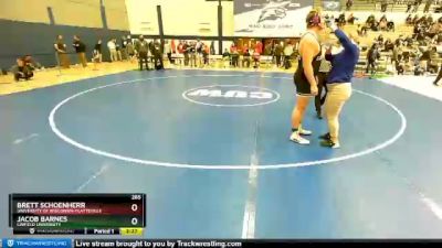 285 lbs Quarterfinal - Jacob Barnes, Linfield University vs Brett Schoenherr, University Of Wisconsin-Platteville