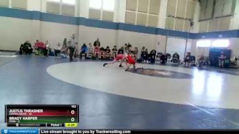 102 lbs Round 3 (4 Team) - Justus Thrasher, Center Grove vs Brady Harper, Penn