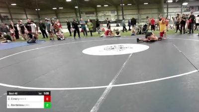 132 lbs Quarterfinal - Zachary Emery, Red Roots Wrestling Club vs Lance Bordeleau, Doughboys