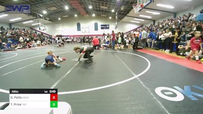 49 lbs Quarterfinal - Garrett Potts, Wagoner Takedown Club vs Tristan Price, Tahlequah Wrestling Club