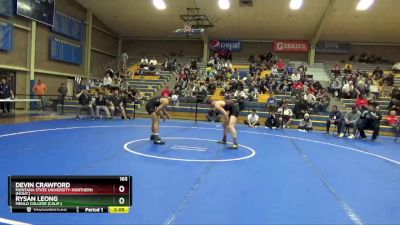 165 lbs Cons. Semi - Devin Crawford, Montana State University-Northern (Mont.) vs Rysan Leong, Menlo College (Calif.)