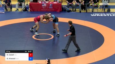 97 kg Quarterfinal - Blaize Cabell, Valley RTC vs Braden Atwood, Sunkist Kids Wrestling Club