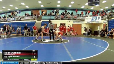 132 lbs Semis (4 Team) - Cohen Wuethrich, New Palestine vs Beckett Harder, Avon