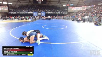 Girls 3A/4A 135 7th Place Match - Janessa O`Connell, Union (Girls) vs Desirae Juarez, Southridge (Girls)