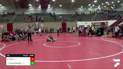 145 lbs 1st Place Match - Cale Bonenberger, North Wrestling Organization vs Silas Stits, Center Grove