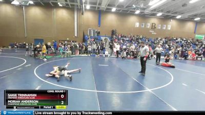 90 lbs Cons. Round 1 - Saige Trinnaman, Fremont Wrestling Club vs Moriah Anderson, Champions Wrestling Club