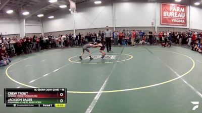 45 lbs Cons. Round 4 - Jackson Bales, Poquoson Athletic Association vs Crew Trout, Virginia Patriots Wrestling