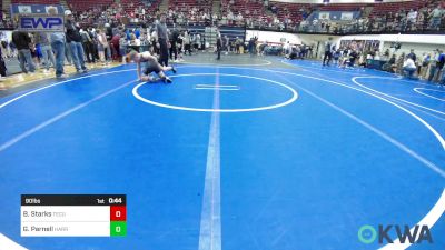 90 lbs Semifinal - Brantley Starks, Tecumseh Youth Wrestling vs Greysen Parnell, Harrah Little League Wrestling