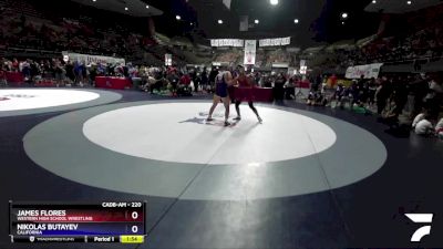 220 lbs 3rd Place Match - James Flores, Western High School Wrestling vs Nikolas Butayev, California