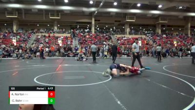 105 lbs Champ. Round 1 - Cayson Rohr, Dodge City Wrestling Academy vs Adrian Norton, Ridge Wrestling