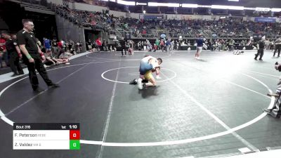 108 lbs Consolation - Foster Peterson, Rebel Wrestling Club vs Zack Valdez, NM Bad Boyz