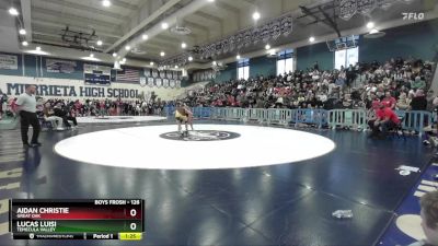 126 lbs 1st Place Match - Lucas Luisi, Temecula Valley vs Aidan Christie, Great Oak