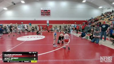 65-71 lbs Round 1 - Wyatt Secrest, Bear Cave WC vs Allison Hitchcock, Eaton Reds WC