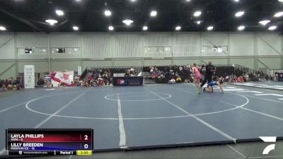 100 lbs Semis & 3rd Wb (16 Team) - Layla Phillips, Iowa vs Lilly Breeden, Missouri Ice