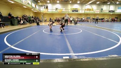 45-50 lbs Quarterfinal - Bowen Joiner, Lebanon Yellowjacket Wrestling vs Weston Olvera, HONEY BADGER WRESTLING CLUB