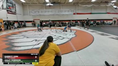 77 lbs Semifinal - Garrett York, Big Piney Pinners vs Hailey Robinson, Thermopolis Wrestling Club