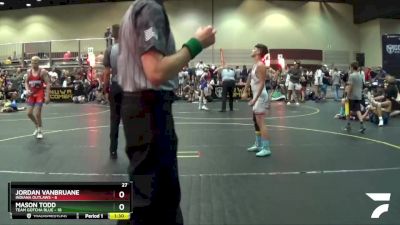 115 lbs Quarterfinals (8 Team) - Jordan Vanbruane, Indiana Outlaws vs Mason Todd, Team Gotcha Blue