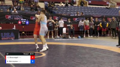 87 lbs Quarterfinal - Zachary Braunagel, Illinois Regional Training Center/Illini WC vs Andrew Berreyesa, New York Athletic Club