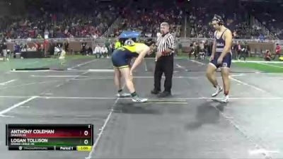 D1-215 lbs Cons. Round 2 - Logan Tollison, Grand Ledge HS vs Anthony Coleman, Dakota HS