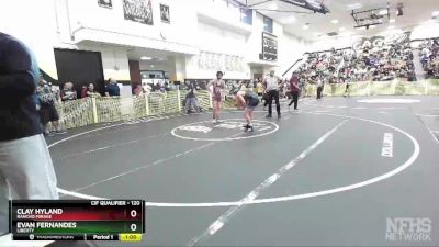 120 lbs Cons. Round 2 - Clay Hyland, Rancho Mirage vs Evan Fernandes, Liberty