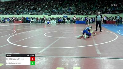 72 lbs Round Of 16 - Gunner Killingsworth, Vian Wrestling Club vs Lucas McDonald, Deer Creek Middle School