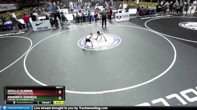 63 lbs Cons. Round 1 - Kendrick Esparza, Laguna Hills Hawkeye WC vs Apollo Durrer, Oakdale Wrestling Club