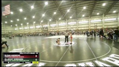 95 lbs Cons. Semi - Elliemay Sorensen, Bear River Junior High Wrestling Club vs Sloan Andrews, Sanderson Wrestling Academy