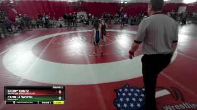 76-83 lbs Round 2 - Brody Kuntz, Waukesha Wrestling Club vs Camilla Worth, Wisconsin