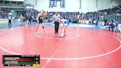 145 lbs Champ. Round 2 - Coleton Owen, Horseheads Sr HS vs Logan Bruce, Corning City Schools