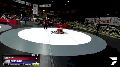 92 lbs 1st Place Match - Maxim Sim, LAWC vs Jacob Rodriguez, California