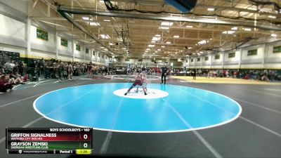 160 lbs Quarterfinal - Griffon Signalness, Watford City Wolves vs Grayson Zemski, Sheridan Wrestling Club