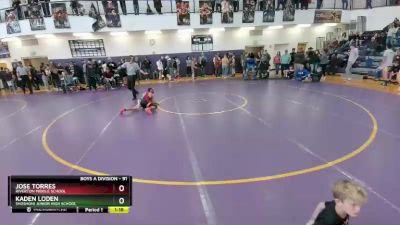 91 lbs Semifinal - Jose Torres, Riverton Middle School vs Kaden Loden, Shoshoni Junior High School