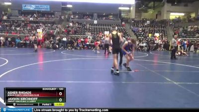 130 lbs Cons. Round 3 - Asher Rhoads, Bonus Points Wrestling Club vs Jaxson Kirchhoff, Sebolt Wrestling Academy