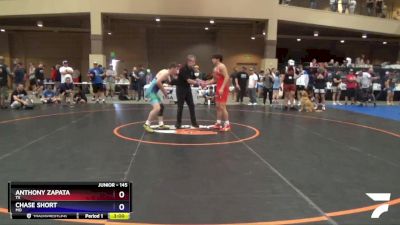 145 lbs Champ. Round 2 - Anthony Zapata, TX vs Chase Short, MO