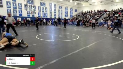 131 lbs Cons. Round 4 - Zoey Casas, Mira Costa vs Jeweliesa Diaz, San Dimas