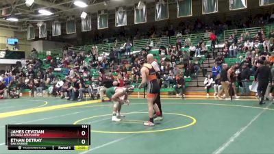 144 lbs Champ. Round 2 - Ethan DeTray, OAK HARBOR vs James Cevizian, SYLVANIA SOUTHVIEW