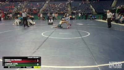 3A 120 lbs Champ. Round 1 - Diego Gutierrez, Asheboro vs Carson Corl, South Johnston